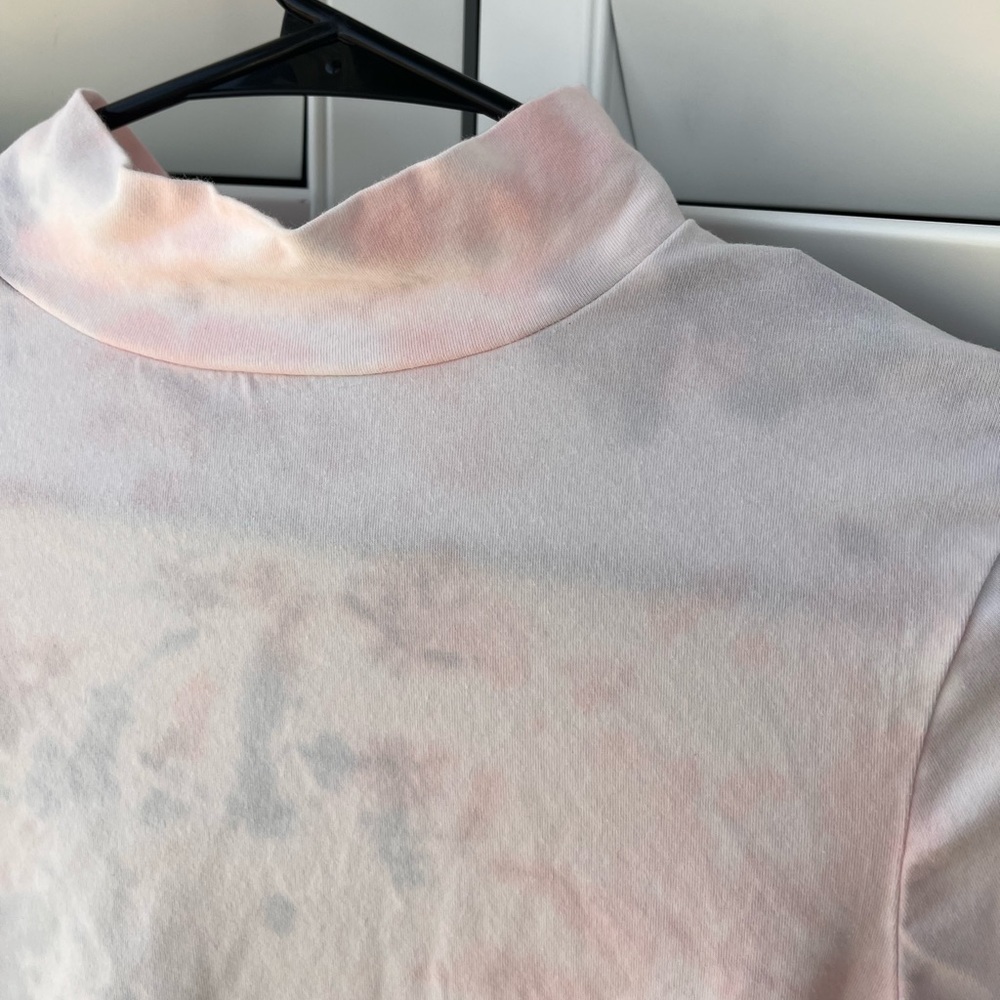 pastel tie dye mock neck top